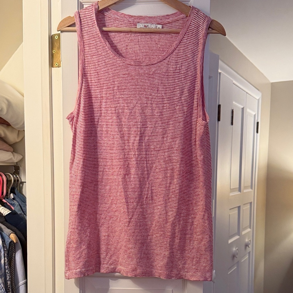 ✨ Vineyard Vines Red & White Striped 100% Linen Tank Top Size Medium EUC ✨ - Picture 2 of 5